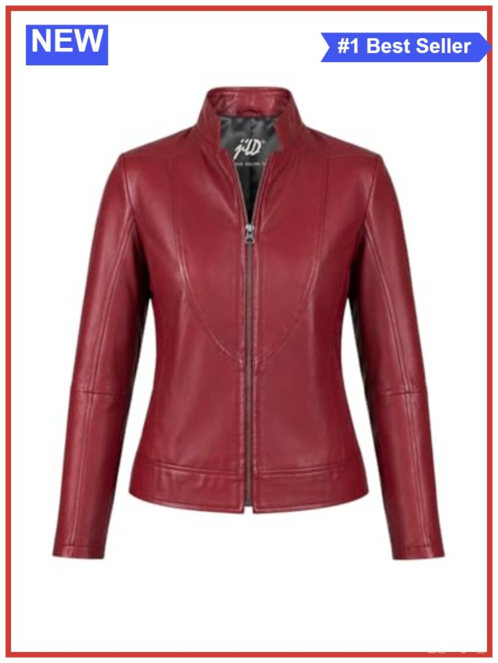 Lambskin Leather Moto Biker Jacket Women Collar Long Sleeve